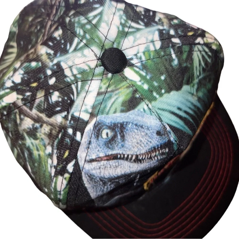 ▶️ Jurassic Park ◀️ Multi Color Flat Bill Snap Back Hat.